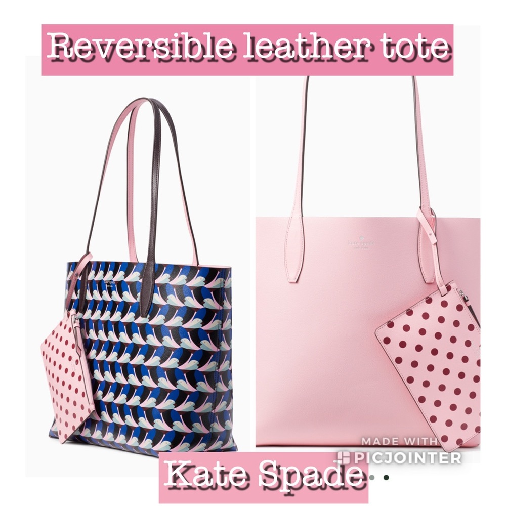 Kate spade NWT reversible leather tote & wristlet